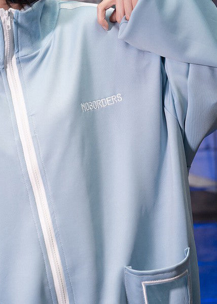 ACDC Rag Game Over Pastel Blue Jersey Oversized Jacket — detail shot