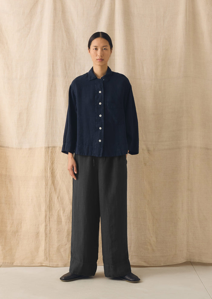 Garment Dyed Linen Shirt | Midnight