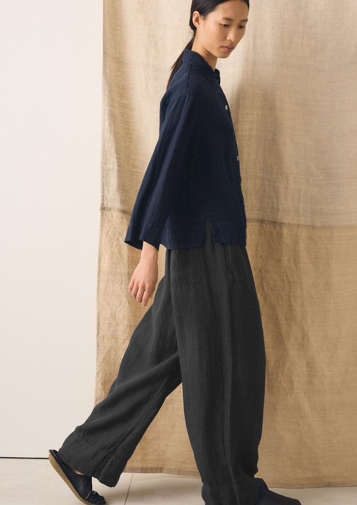 Garment Dyed Linen Shirt | Midnight