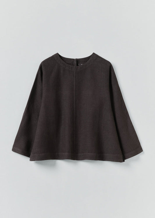 Garment Dyed Linen Top | Black Pepper
