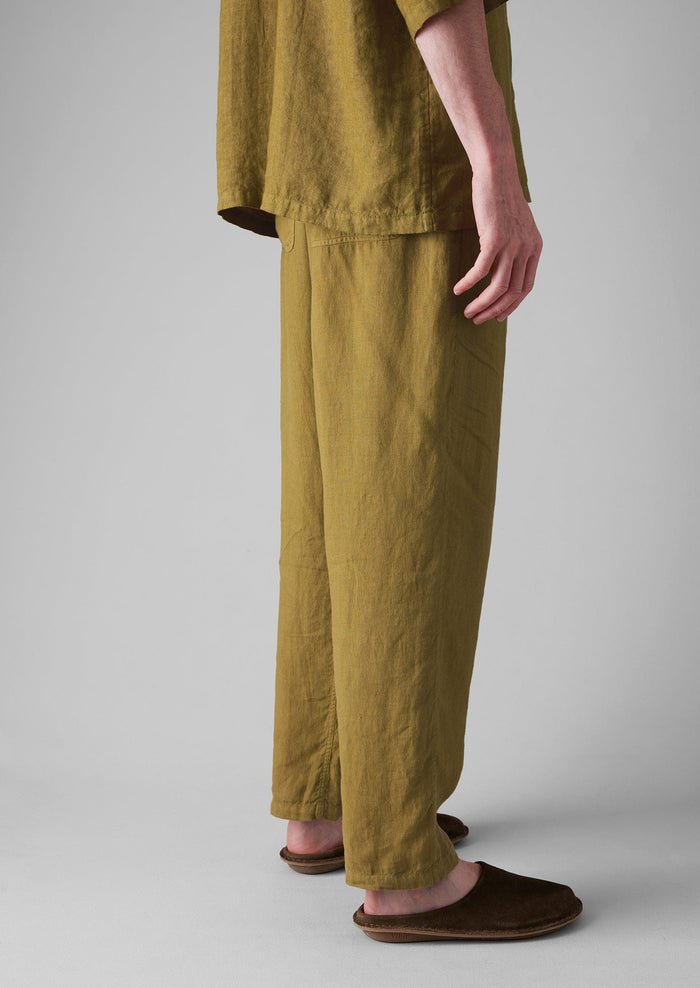 Garment Dyed Linen Trousers | Durian Green