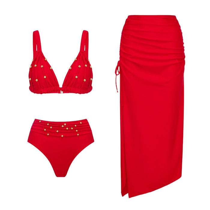 Garnet Glow Bikini Set - Red