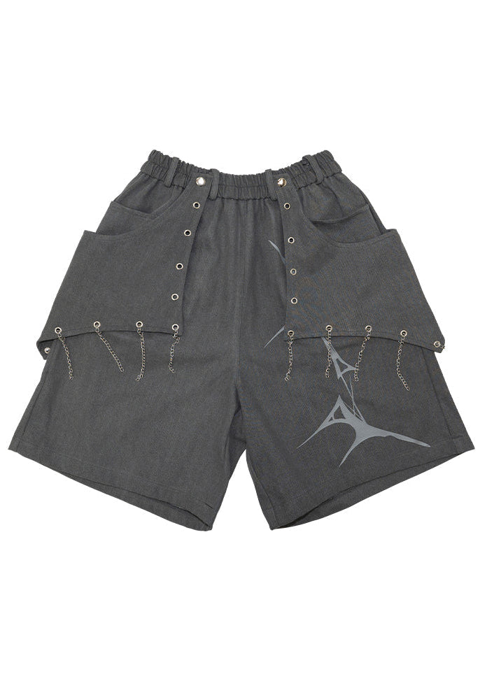 ACDC Rag Gedraji Cryptid Corpse Dark Grey Cargo Shorts — front view