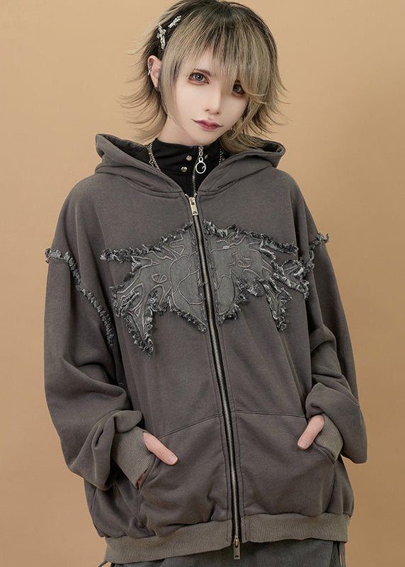 Gedraji Cryptid Corpse Dark Grey Oversized Zip Hoodie
