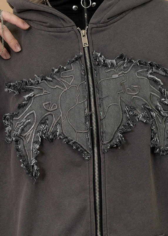 Gedraji Cryptid Corpse Dark Grey Oversized Zip Hoodie
