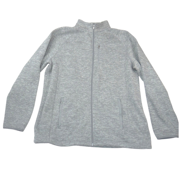 George Mens XL Gray Space Dye Full Zip Fleece Lined Jacket Mock Neck Outerwear0