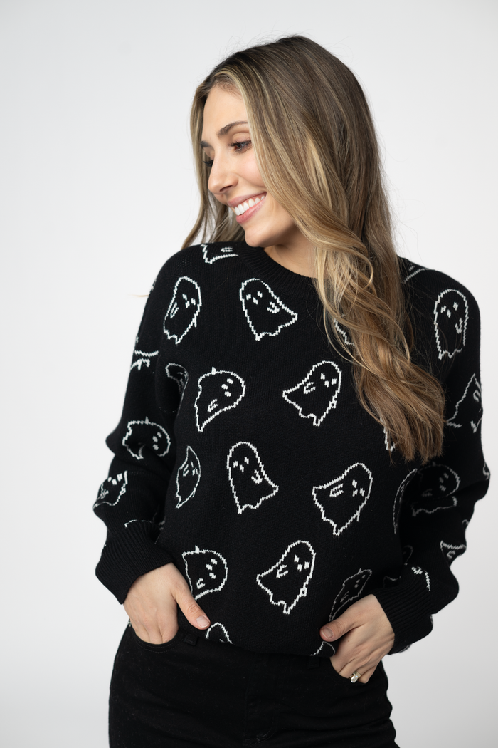 Ghost Pullover Sweater - Midnight Ghosts