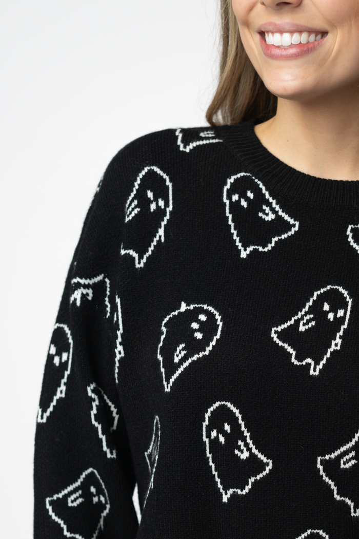 Ghost Pullover Sweater - Midnight Ghosts