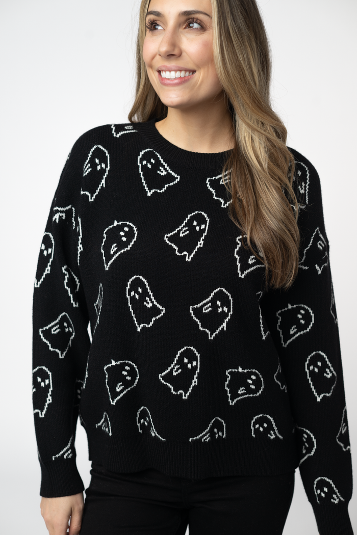Ghost Pullover Sweater - Midnight Ghosts
