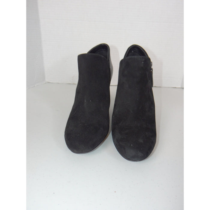 Gianni Bini Black Suede Reptile Embossed Leather Ankle Boots 7.5M 40544