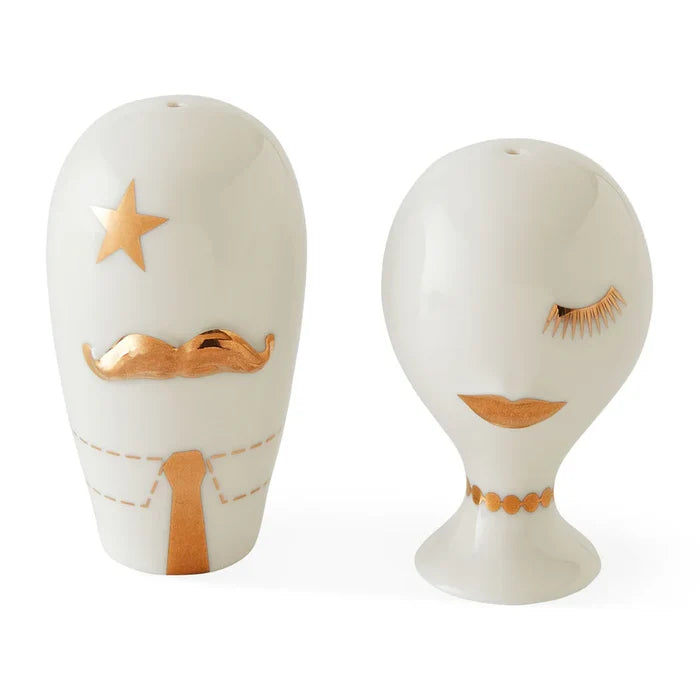 GILDED MR & MRS MUSE SALT & PEPPER SET