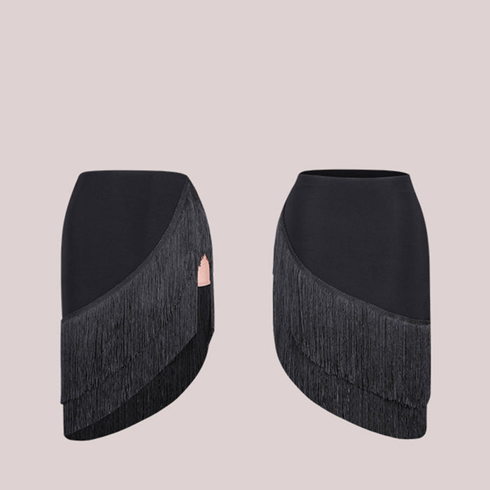 Girls Black Tassel Swing Dance Srts Practice Dancewear