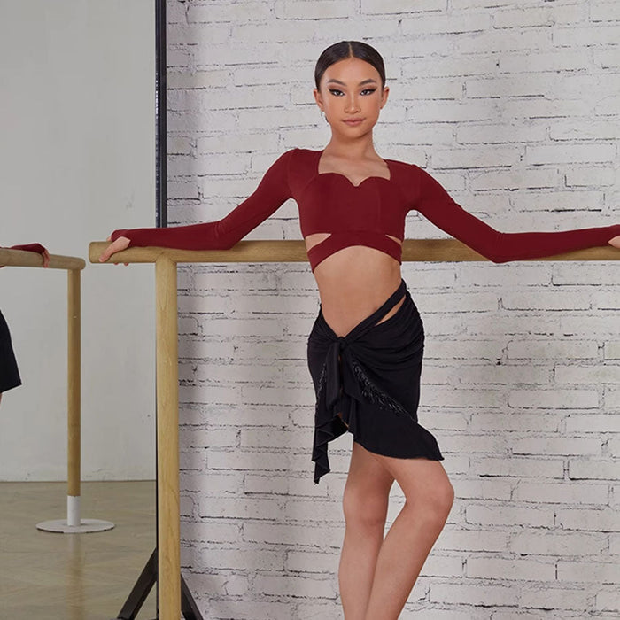 Girls Hollow Straps Irregular Dance Practice Srts Dancewear(with bottoms)