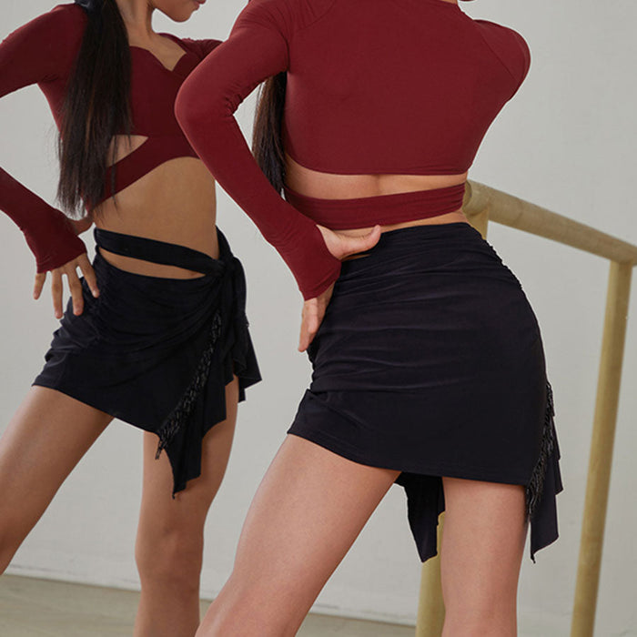 Girls Hollow Straps Irregular Dance Practice Srts Dancewear(with bottoms)