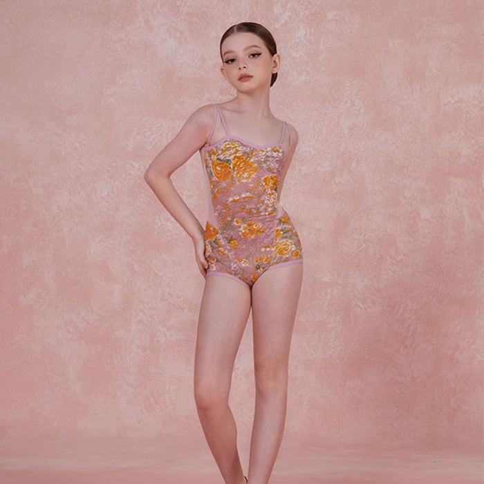 Girls Lace Backless Dancewear Practice Tops Bodysuit