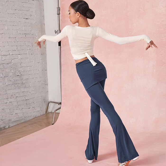 Girls Latin Dance Practice Pants High Waist Dance Pants