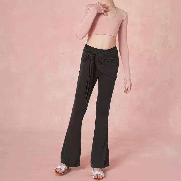 Girls Latin Dance Practice Pants High Waist Dance Pants