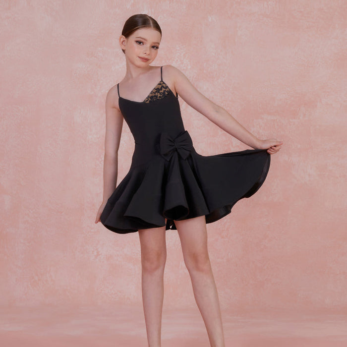 Girls Sleeveless V Neck Performance Dance Dresses Dancewear