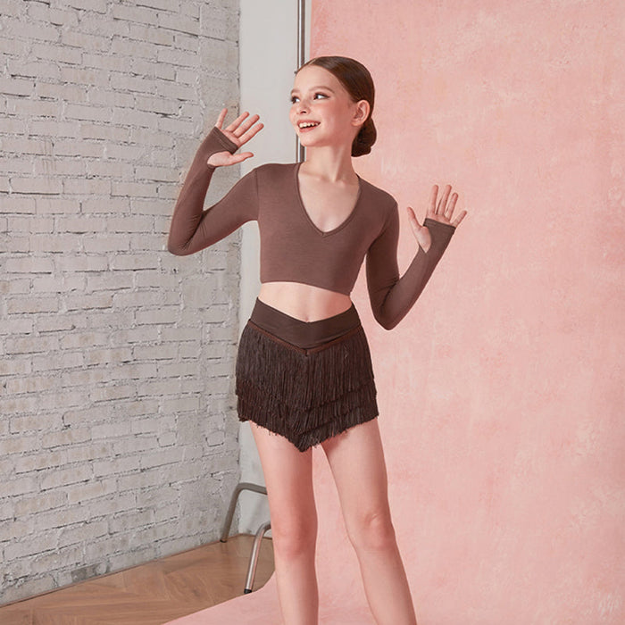 Girls Tassel Swing Dance Srts Practice Dancewear