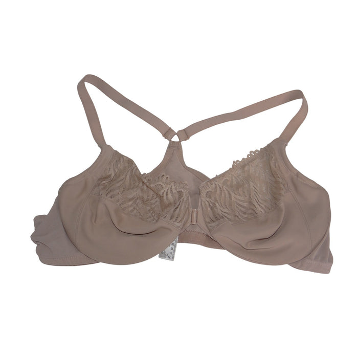 Glamorise Wonderwire Front Close Racerback Bra Nude Beige Lace 48B 12460