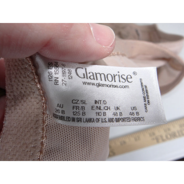 Glamorise Wonderwire Front Close Racerback Bra Nude Beige Lace 48B 12463