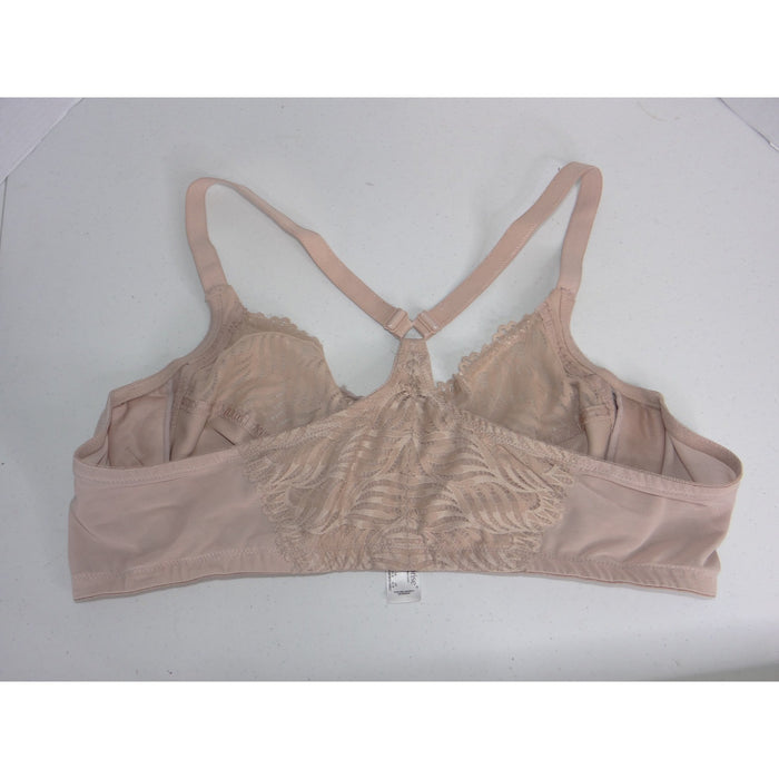Glamorise Wonderwire Front Close Racerback Bra Nude Beige Lace 48B 12464