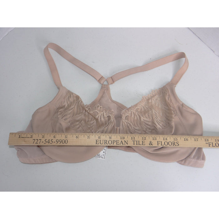 Glamorise Wonderwire Front Close Racerback Bra Nude Beige Lace 48B 12465