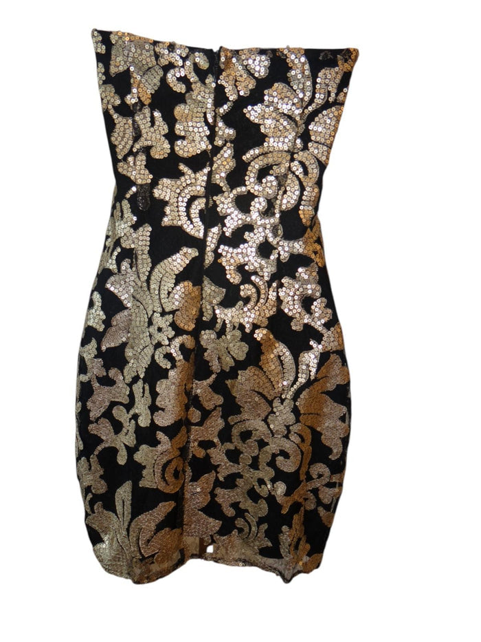 Glamorous Gianni Bini Black & Gold Strapless Dress   Size S1