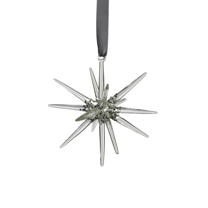 GLASS 3 D SNOWFLAKE- SCLEAR/SILVER 6