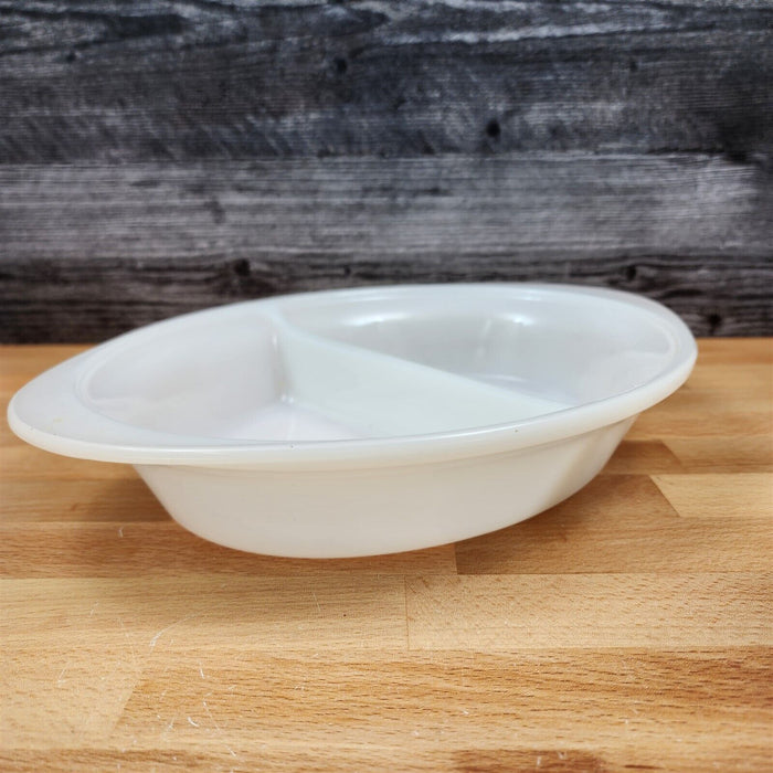 Glassbake Milk White Glass Divided 12in Oval Casserole Baking Pan J239 by Mckee