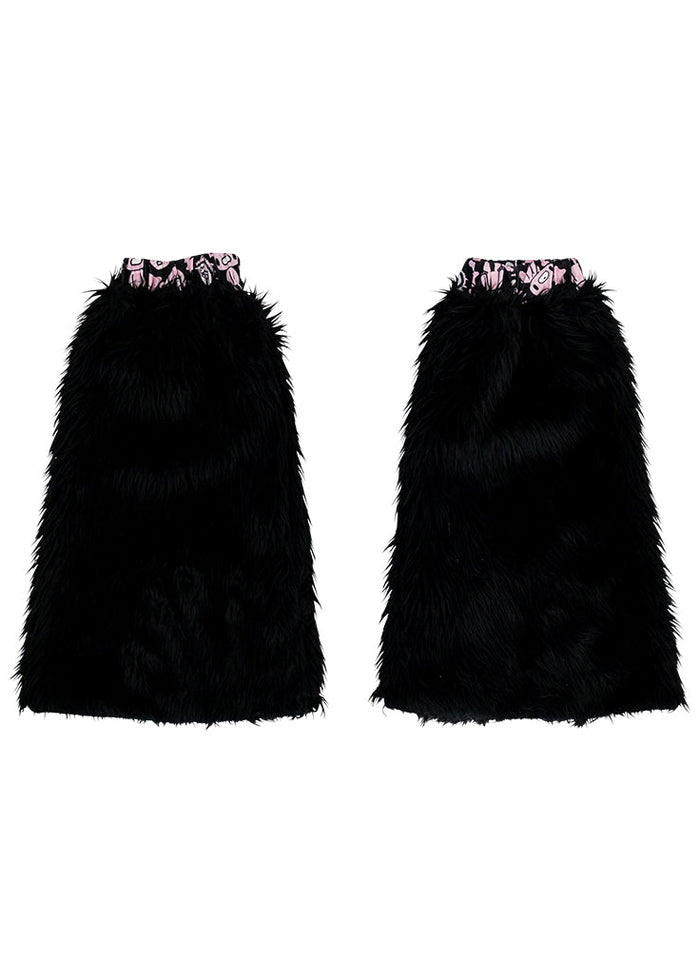 Gloomy Bear x Sophie Powers Cake Black Faux Fur Leg Warmer