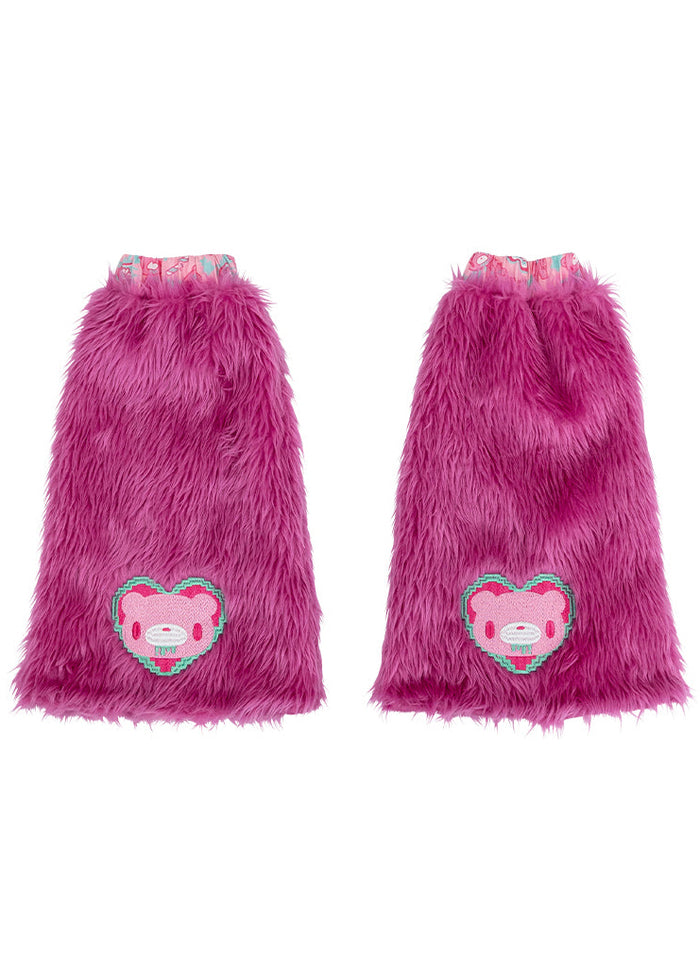 ACDC Rag Gloomy Bear x Sophie Powers Candy Pink Faux Fur Leg Warmer — front view