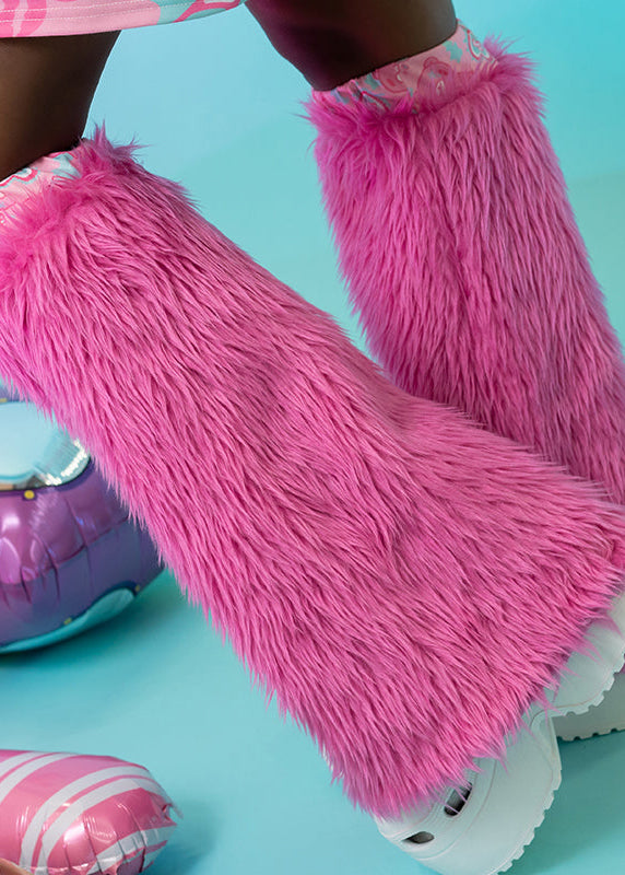 ACDC Rag Gloomy Bear x Sophie Powers Candy Pink Faux Fur Leg Warmer — detail shot 3