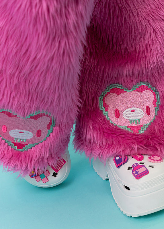 ACDC Rag Gloomy Bear x Sophie Powers Candy Pink Faux Fur Leg Warmer — detail shot