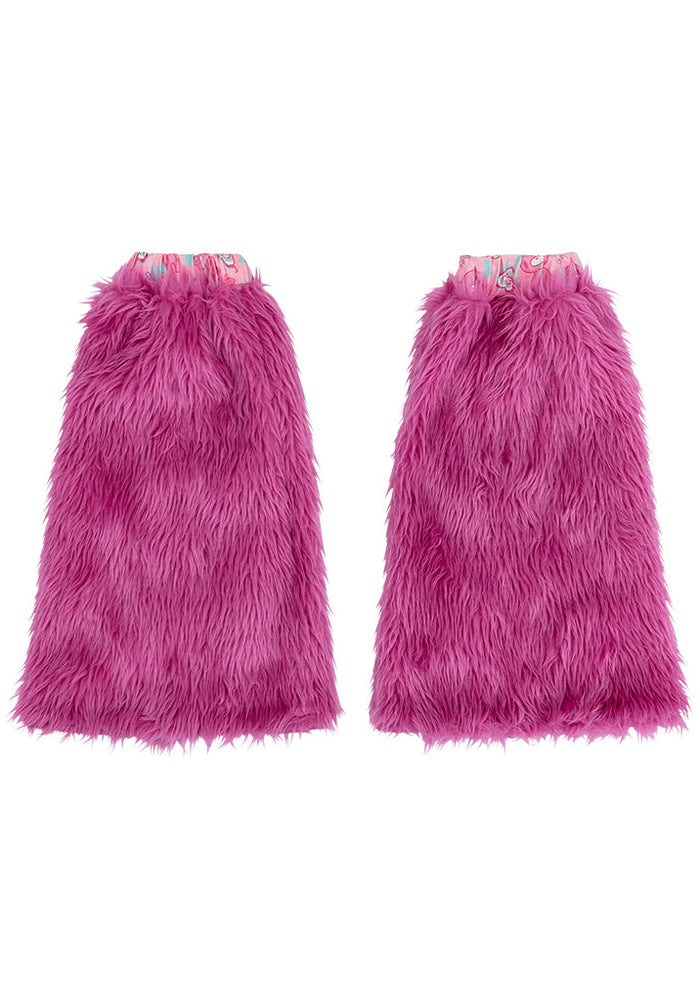 ACDC Rag Gloomy Bear x Sophie Powers Candy Pink Faux Fur Leg Warmer — back view