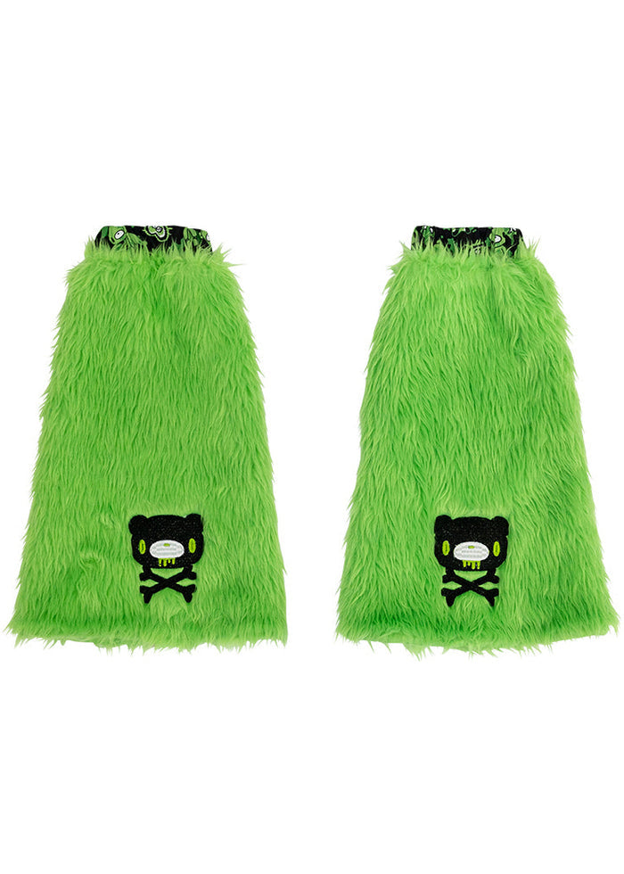 ACDC Rag Gloomy Bear x Sophie Powers Jelly Green Faux Fur Leg Warmer — front view