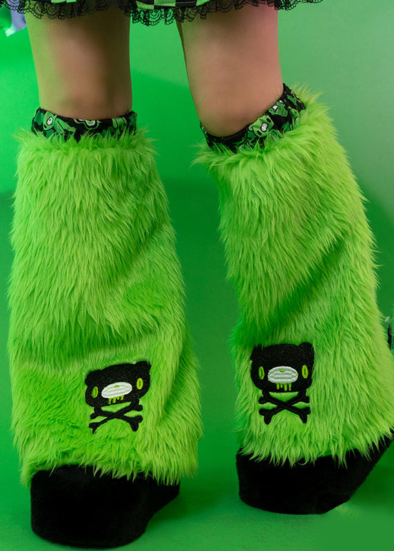 ACDC Rag Gloomy Bear x Sophie Powers Jelly Green Faux Fur Leg Warmer — model view