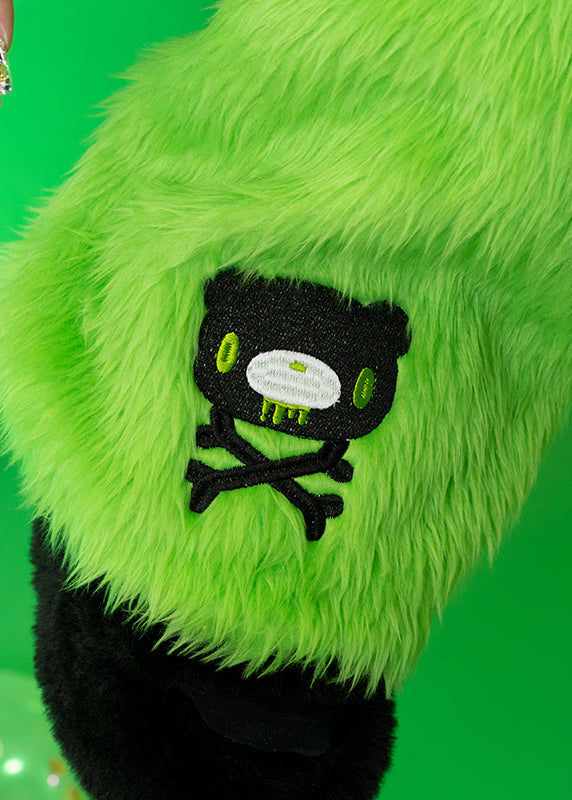 ACDC Rag Gloomy Bear x Sophie Powers Jelly Green Faux Fur Leg Warmer — detail shot