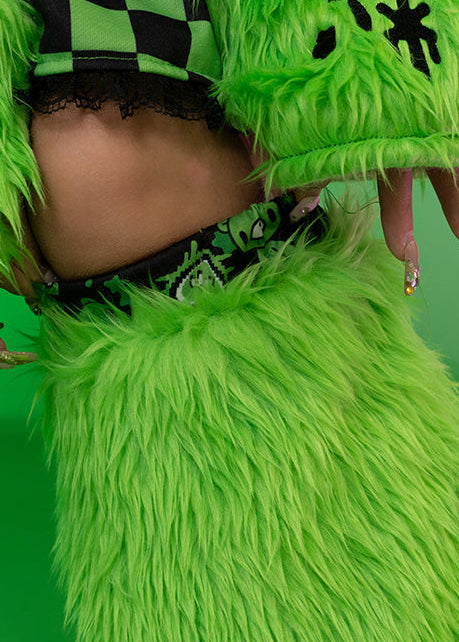 ACDC Rag Gloomy Bear x Sophie Powers Jelly Green Faux Fur Leg Warmer — detail shot 2