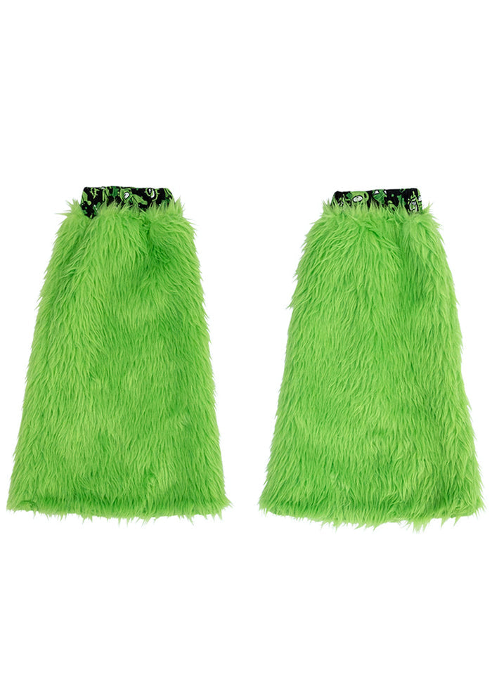 ACDC Rag Gloomy Bear x Sophie Powers Jelly Green Faux Fur Leg Warmer — back view