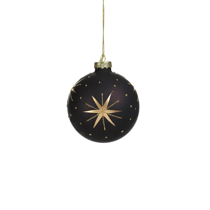 GOLD AND BLACK STAR DESING ORNAMENT 3"