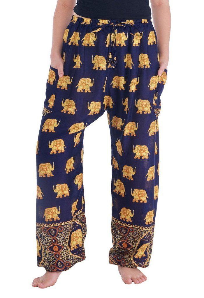 Gold Elephant Drawstring Pants