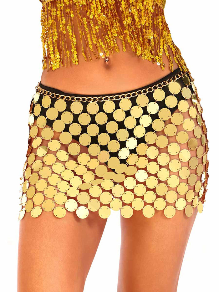 Gold Sequin Chain Skirt