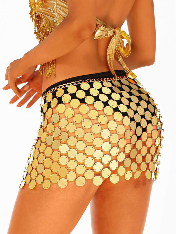 Gold Sequin Chain Skirt
