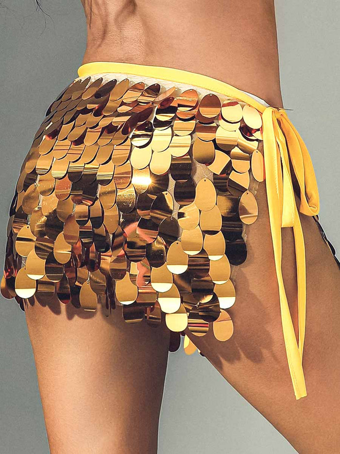 Gold Sequin Mini Skirt