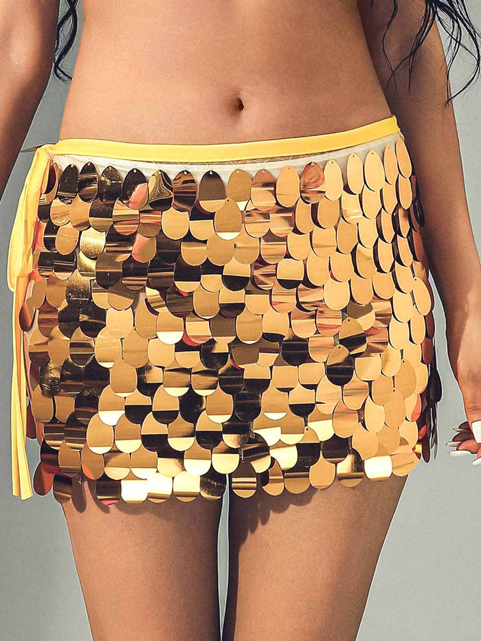 Gold Sequin Mini Skirt
