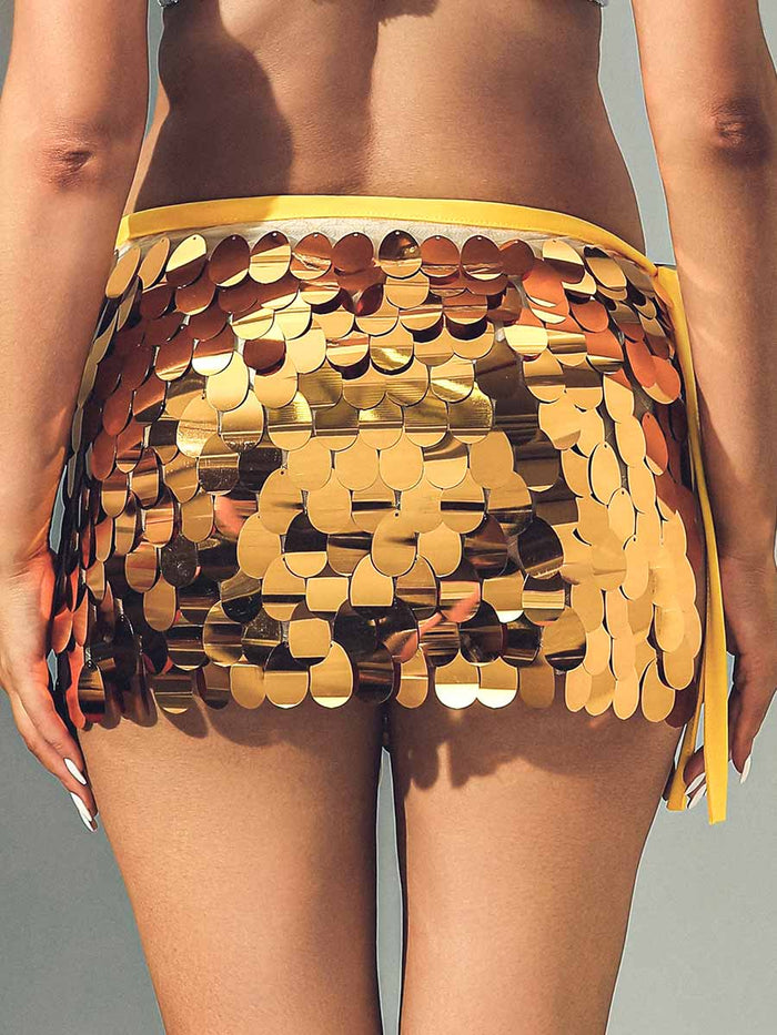Gold Sequin Mini Skirt
