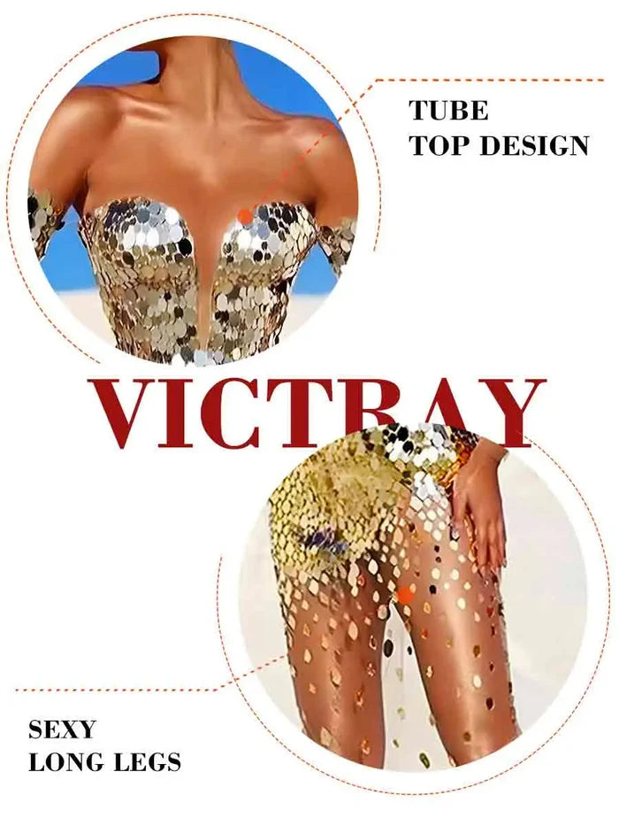 Gold Sequin Off The Shoulder Dress - Sheer Dress