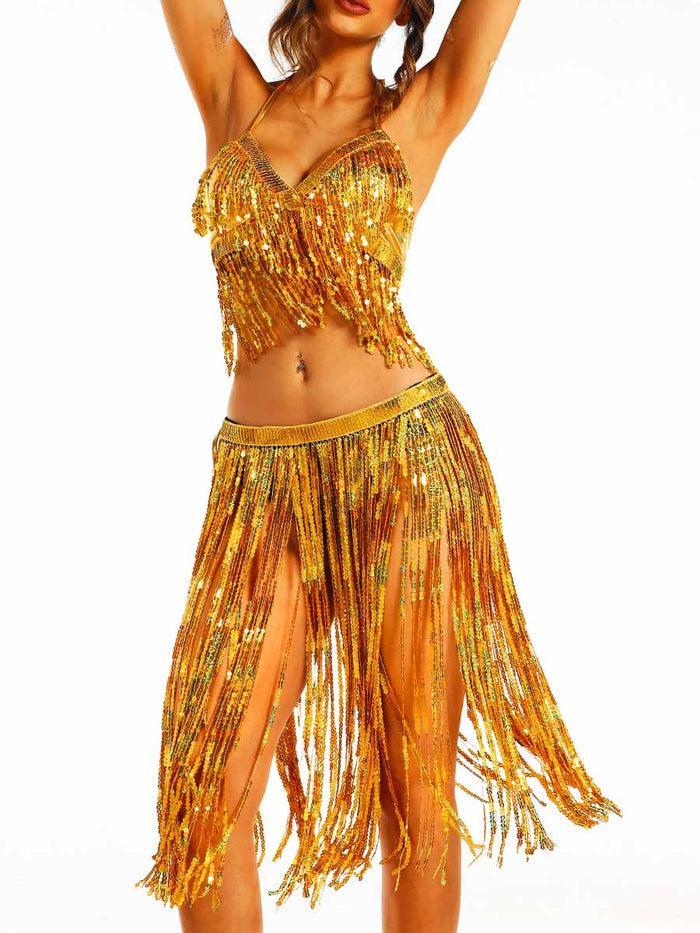 Gold Sequin Tassel Party Set
