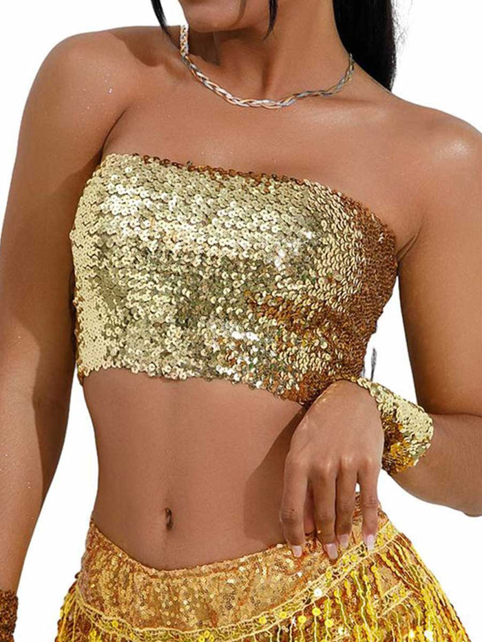 Gold Sequin Tube Top